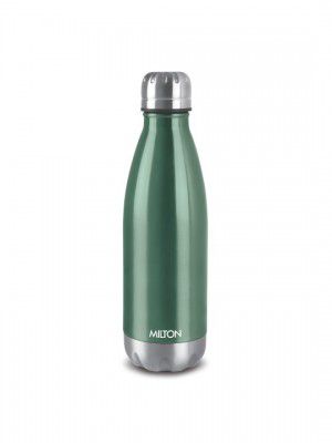 Milton Green & Silver-Toned Duo DLX 1000 Thermosteel 24 Hours Hot and Cold Water Bottle 1L