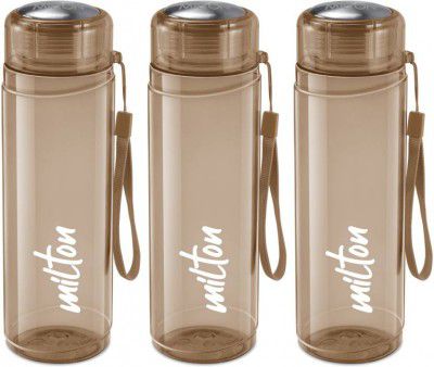 MILTON Hector 1000 Pet Water Bottle Set of 3, 1000 ml Each, Brown | Gift Set 1000 ml Bottle (Pack of 3, Brown, Plastic)