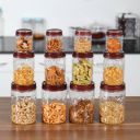 MILTON Hexa jar 12 pcs set - 270 ml, 665 ml, 1240 ml Plastic Grocery Container (Pack of 12, Clear, Brown)...
