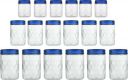 MILTON Hexa Pet Jar - 270 ml, 665 ml, 1240 ml Plastic Grocery Container (Pack of 18, Blue, Clear)...