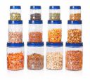 Milton Hexa Plastic Pet Storage Jar, Set of 12 (530 ml,1.04 ml, 1.85 Ltrs) Transparent | Air Tight Container | Kitchen Organiser | BPA Free...
