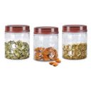 MILTON Hexa Plastic Pet Storage Jar, Set of 3, 270 ml Each, Brown...