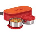 MILTON Hot Bite Stainless Steel Lunch Box, 2 Containers, 320 ml Each, Red | Leak Proof | Food Grade | Easy to Carry | Hot Food...
