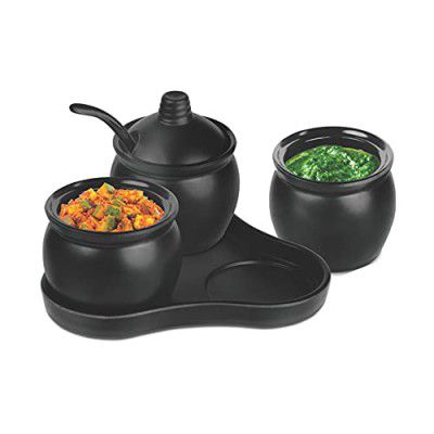 Milton Melamine Achaar Set of 10, Black | Easy to Clean | Long Lasting | Condiment Set