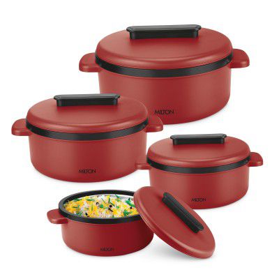 Milton Micronova Gift Set Inner Stainless Steel Casserole, Set of 4 (380 ml, 775 ml, 1345 ml, 1950 ml)
