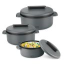 Milton Micronova Jr. Gift Set Inner Stainless Steel Casserole, Set of 3 (380 ml, 775 ml, 1345 ml), Grey...
