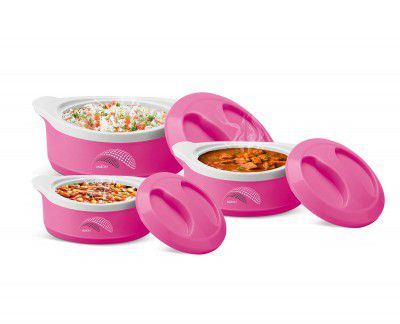 MILTON Marvel Jr Inner Steel Casserole Gift Set of 3, Pink 