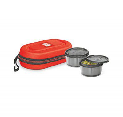 Milton Nutri Stainless Steel Insulated Tiffin Set, 320ml, Set of 2, Red