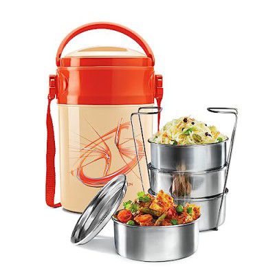 MILTON Odyssey Insulated Tiffin, 4 Stainless Steel Containers, 380 ml 