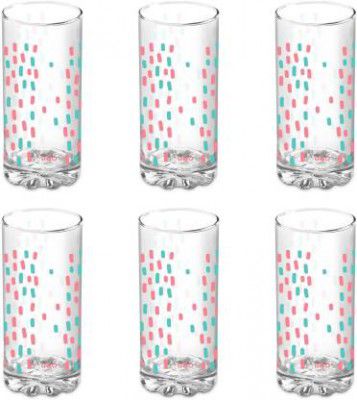 MILTON (Pack of 6) Treo D Ziner Torrent, Rainbow Sprinkles Glass Set Water/Juice Glass  (316 ml, Glass, Clear)