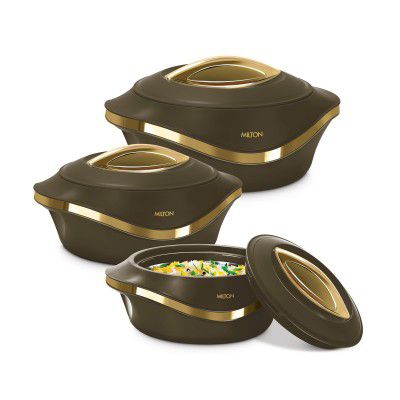 MILTON Pearl Jr. Gift Set PU Insulated Inner Stainless Steel Casserole,Set of 3 (455 ml,860 ml,1270 ml)
