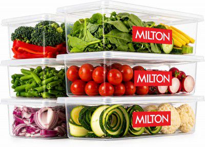 MILTON Plastic Fridge Container  - 1.5 L (Pack of 6, Clear)