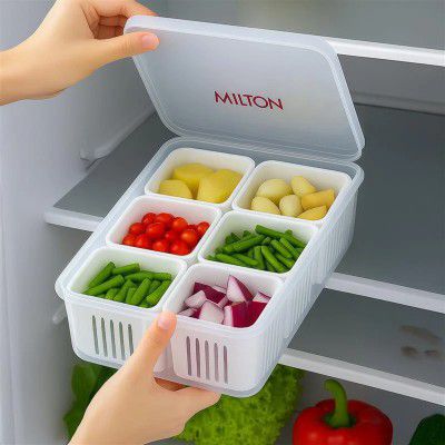 MILTON Plastic Fridge Container  - 1500 ml (Pack of 6, Clear)