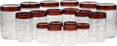 MILTON Plastic Grocery Container - 270 ml, 665 ml, 1240 ml  (Pack of 18, Brown)