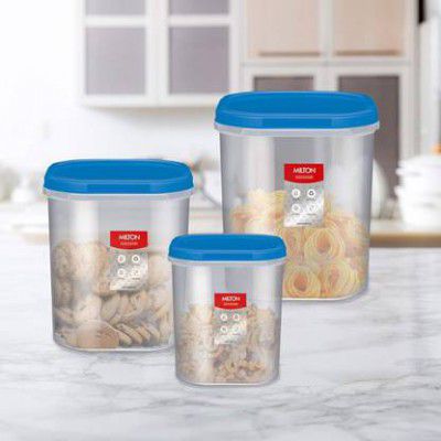 MILTON Plastic Grocery Container - 6 L, 8 L, 12 L  (Pack of 3, Blue)