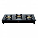 MILTON Premium 3 Burner Black Manual Ignition LPG Glass Top Gas Stove, (ISI Certified)...