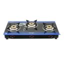MILTON Premium 3 Burner BLUE Manual Ignition Glass Top Gas Stove...