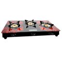 MILTON Premium Red Manual Ignition Glass Top Gas Stove,1-Year Manufacturer's Warranty (ISI Certified) (3 Burner)...