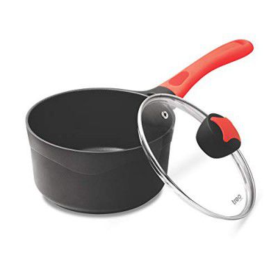 Milton Pro Cook Die Cast Milk Pan with Lid and Handle, 2.15 Litre, Red