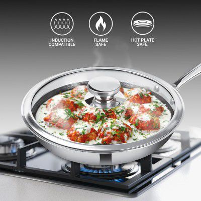 Milton Pro Cook Induction Cookware & Gas Stove Friendly Triply Hexa Tech Stainless Steel Frying Pan 