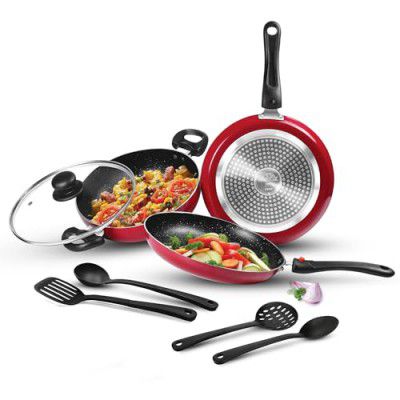 Milton Pro Cook Kitchen Jewel Plus Granito Induction 7pc Set Maroon Metallic, Dishwasher Safe