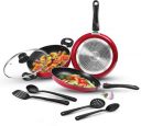 MILTON Pro Cook Kitchen Jewel Plus Granito, Maroon Induction Bottom Non-Stick Coated Cookware Set (Aluminium, 7 - Piece)...