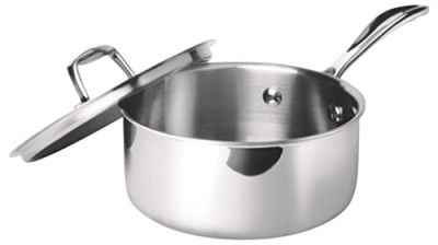 Milton Pro Cook Stainless Steel Tea Pan, 1.4 Litre/16cm, Triply Saucepan with Lid, Gas Induction Base Chai Pot Milk Boiler with Handle