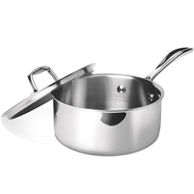 Milton Pro Cook Stainless Steel Tea Pan, 1 Litre/14 cm Triply Sauce Pan with Lid, Gas Induction Base Chai Pot Milk Boiler with Handle, 3 Years Warranty