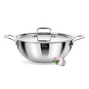 MILTON Pro cook TriPly Deep Stainless Steel 22 cm Kadai with Lid, 2.5 litres, 3 Layer Kadhai for Cooking, Induction Bottom and Gas Stove Ready Cookware...