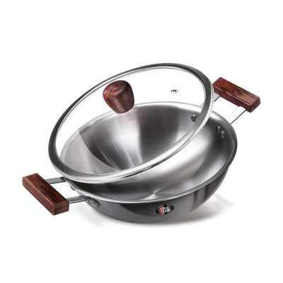 Milton Pro Cook Triply Hexa Tech Induction and Gas Friendly Stainless Steel Kadai with Glass Lid I Non Stick Cookware I 3 Year Warranty, 20 cm, Silver