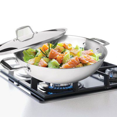 Milton Pro Cook Triply Stainless Steel Kadhai with Lid, 24 cm / 2.6 Litre