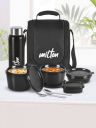 Milton Pro Lunch 5Pcs Black Tiffin & Insulated Fabric Jacket 100ml 180ml 320ml 450ml 750ml...