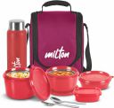 MILTON Pro Lunch Box (3 Containers, 1 Chutney Dabba, 1 Bottle, Spoon, Fork, 1 Jacket) 4 Containers Lunch Box (1900 ml, Thermoware)...