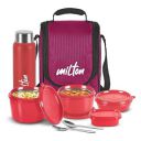 MILTON Pro Lunch Box with Cutlery, 3 Microwave Safe Inner Steel Containers...