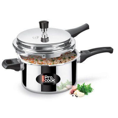 Milton Procook 5L Aluminium Pressure Cooker with Outer Lid, Non-Induction Base, 5 Years Warranty