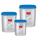 MILTON Quadra Modular Multi-Purpose Plastic Containers with Lid, Set of 3 (6L, 8L, 12L) Blue...
