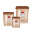 MILTON Quadra Storage Container, Set of 3, (2000 ml, 3000 ml, 4000 ml), Brown | Air Tight | Stackable | Multipurpose | Kitchen Organizer | BPA Free | Easy to Clean | Dishwasher Safe...