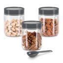 MILTON Radiant 750 Plastic Pet Storage Jar and Container, Set of 3, 650 ml Each, Grey...