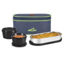 MILTON Regal Meal Lunch Box (3 Microwave Safe Inner Steel Leak Proof Containers,320/320/450ml)...