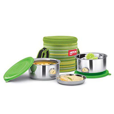 MILTON Ribbon Lunch Box 2 Stainless Steel Containers, Set of 2, (350 ml Each)