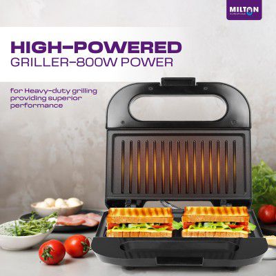 Milton Royal Express 800W Toaster Griller Sandwich Maker | Auto Cut Off | 1 year Manufacturer Warranty - Black