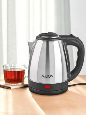 Milton Silver Go Electro Stainless Steel Vacuum Insulated Leak Proof Electric Kettle 1.2 l