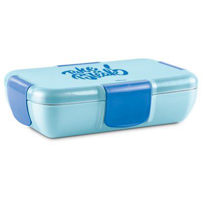 MILTON Snap Lock Kids Lunch Box, Inner Stainless Steel PU Insulated Containers with Clip Lock Lid, 800 ml & 175 ml, Blue