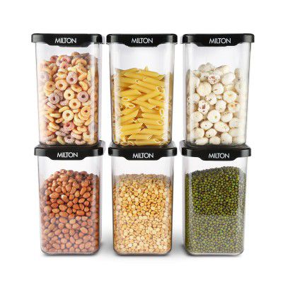 MILTON Square Premium Containers for Kitchen Storage Set of 6 (1100 ml each) 