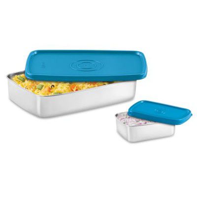 MILTON Steel Pro Lunch Sr. Stainless Steel Container, set of 2 (1020ml, 195ml) Blue