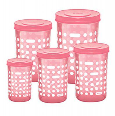 MILTON Storex Set of 5 Plastic Storage Jars & Containers (500ml, 750ml,1L, 1.5L & 2L)