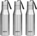 MILTON Super 1000 Single Wall Stainless Steel Bottle, Set of 3, 1000 ml Each, Silver 1000 ml Bottle  (Pack of 3, Silver, Steel)...