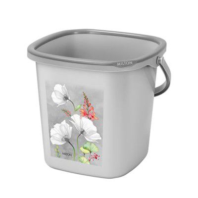 Milton Swish Square Plastic Bucket, 18 litres, Grey, Lightweight and Easy to Carry, Perfect for Bathroom, Kitchen and Wet Utility Areas