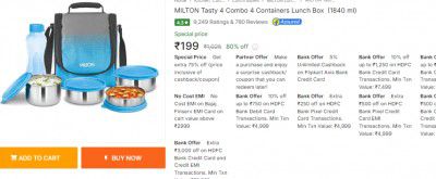 MILTON Tasty 4 Combo 4 Containers Lunch Box  (1840 ml)