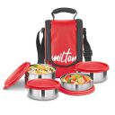 Milton Tasty 4 Stainless Steel Lunch Box, Red...